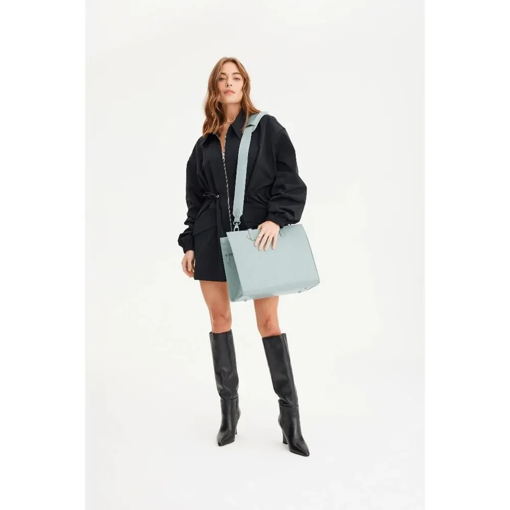 NWT BEIS Work Tote - Slate Blue/Gray - Embossed Faux Leather